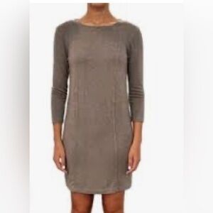 Artisan NY Gray Long sleeve Scoop neck T-shirt midi dress size medium